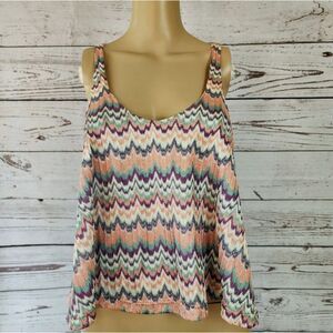 Elan Zig Zag Knit Tank Top Multicolor Chevron Crochet Size Small NWT